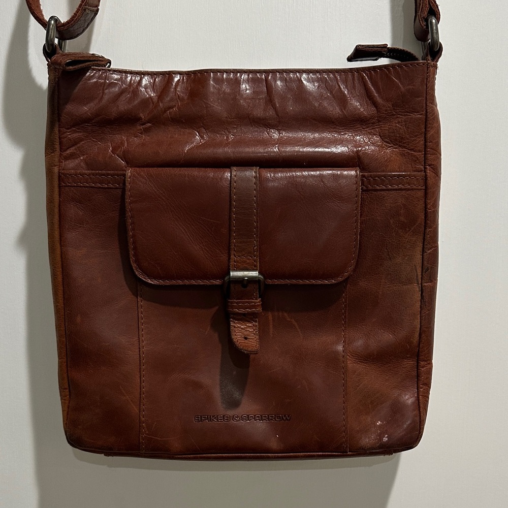 Spikes & Sparrow Brown Leather Crossbody Bag